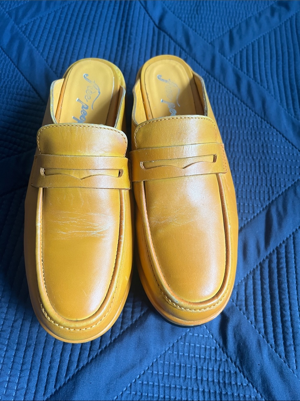 Free People Winston Platform Loafer Mules Mustard - Picture 3 of 7
